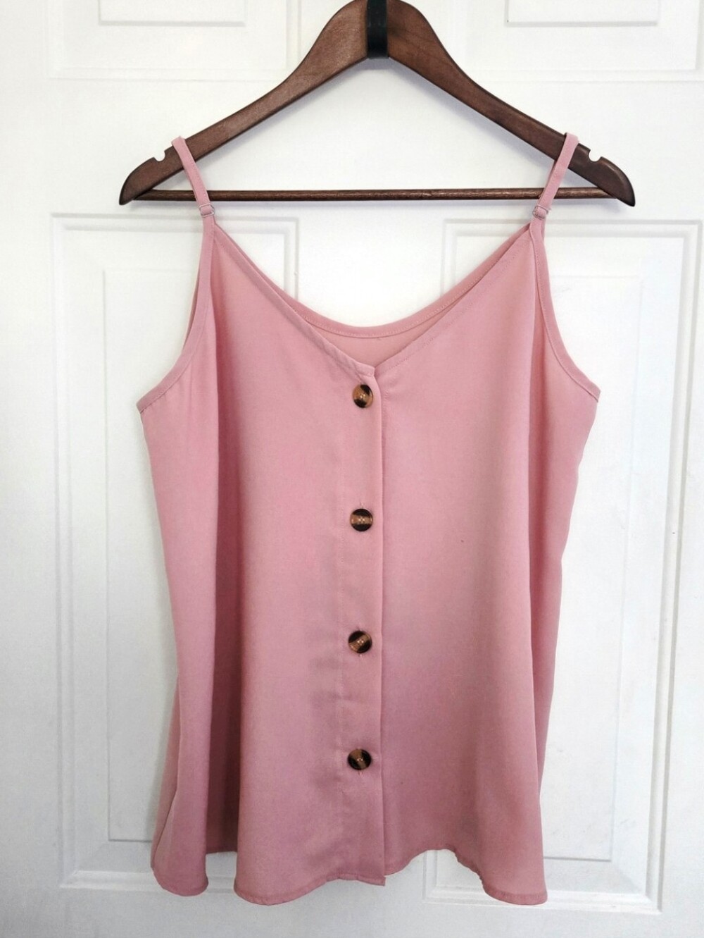 Women’s Pink Button-Front Spaghetti Strap Top
